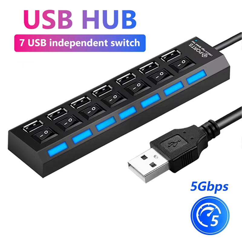Laptop Accessories Wholesale - 7 Port USB 2.0 Hub Splitter